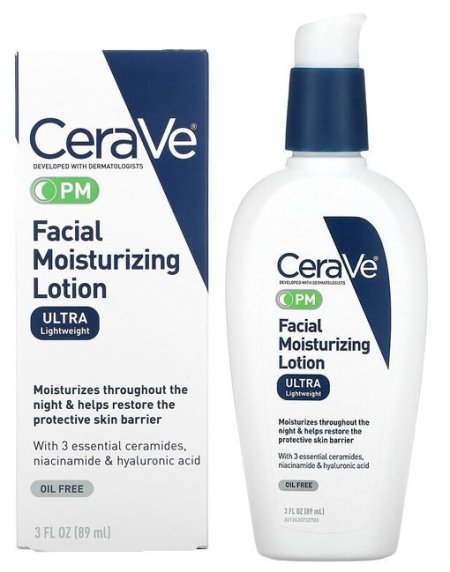 لوشن سيرافي الليلي المرطب للوجه (CeraVe PM Facial Moisturizing Lotion) هو مرطب خفيف الوزن مصمم خصيصًا للاستخدام الليلي.