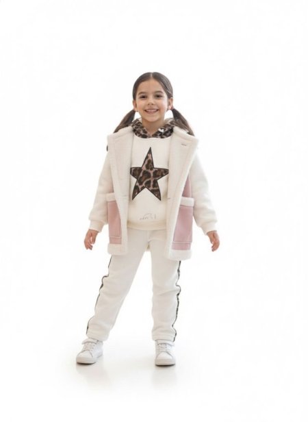 ترنچ ٣ قطعم فوتر مكفول مبطن بناتي