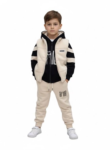 ترنچ ٣ قطعم فوتر مكفول مبطن ولادي