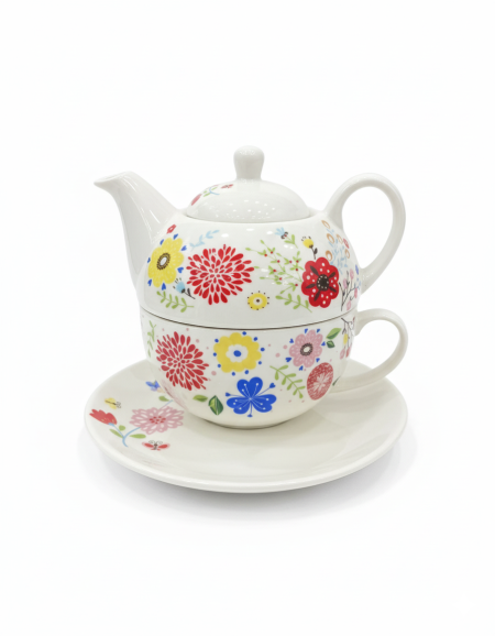 طقم شاي فدردي بنقشة الزهور