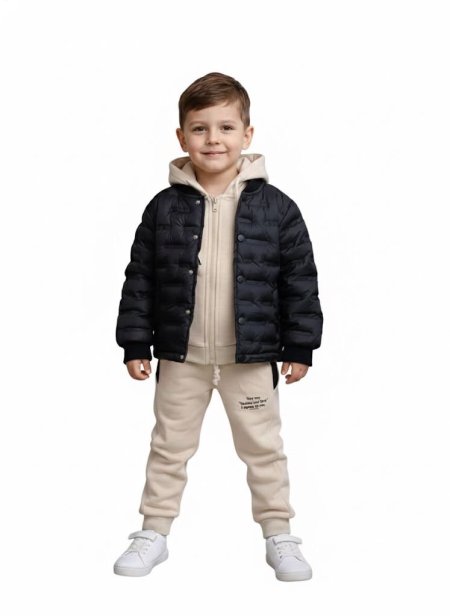 ترنچ ٣ قطعم فوتر مكفول مبطن ولادي